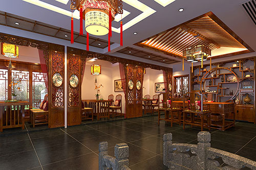 广州优雅恬淡中式茶叶店装修设计效果图